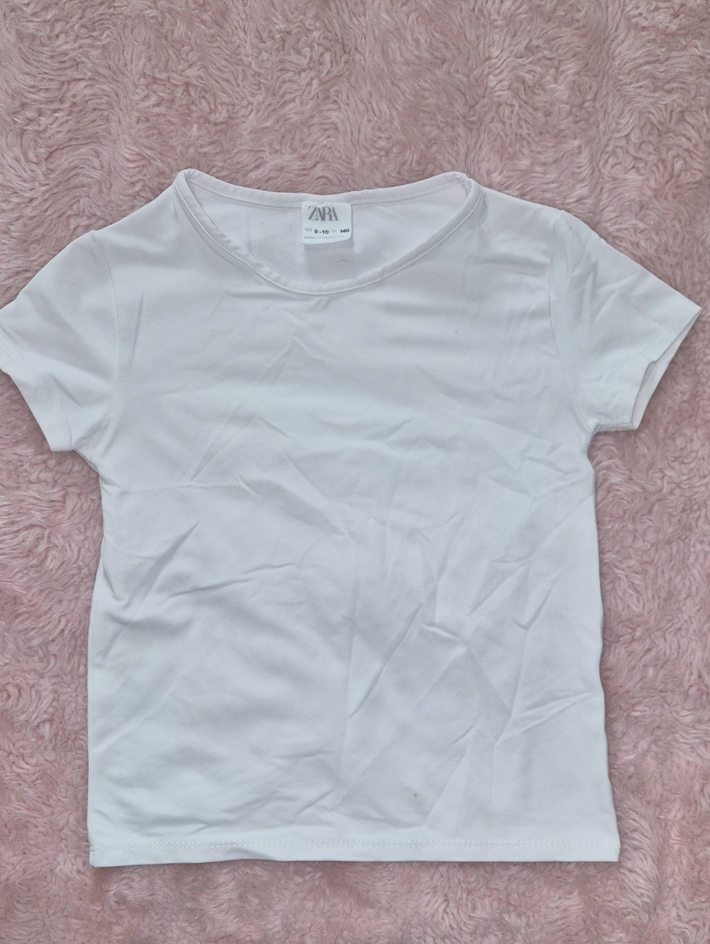 ZARA White Short Sleeve Crew Neck Top